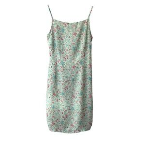 Vtg Old Navy 90s Y2K Pale Seafoam Green Delicate Ditsy Floral Dress Size 6 Fairy